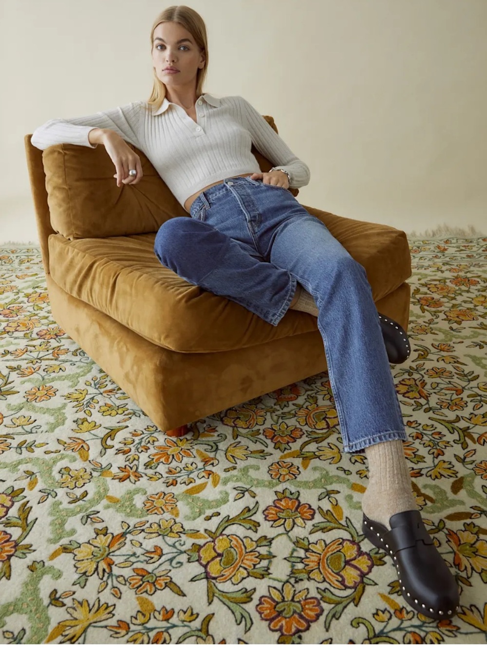 Reformation Cynthia Patch High Rise Straight Leg Jeans - Picture 3 of 11